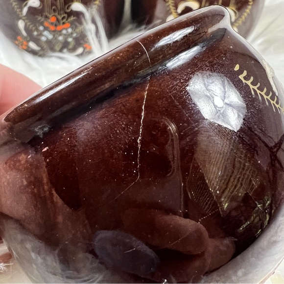 Vintage Hand painted Japanese Glazed Cups - Set of 3 - Picture 9 of 9